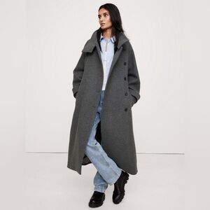 NWT! Banana Republic Mid Gray Italian Melton Trench Coat - Size Medium 💙